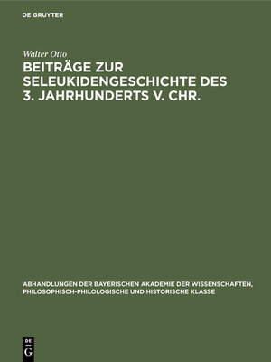 cover image of Beiträge zur Seleukidengeschichte des 3. Jahrhunderts v. Chr.